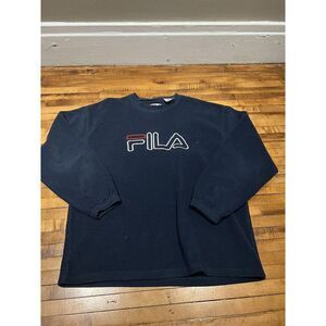Fila Long Sleeve Activewear Straight Hem Pullover Sherpa‎ Blue Sz Large
